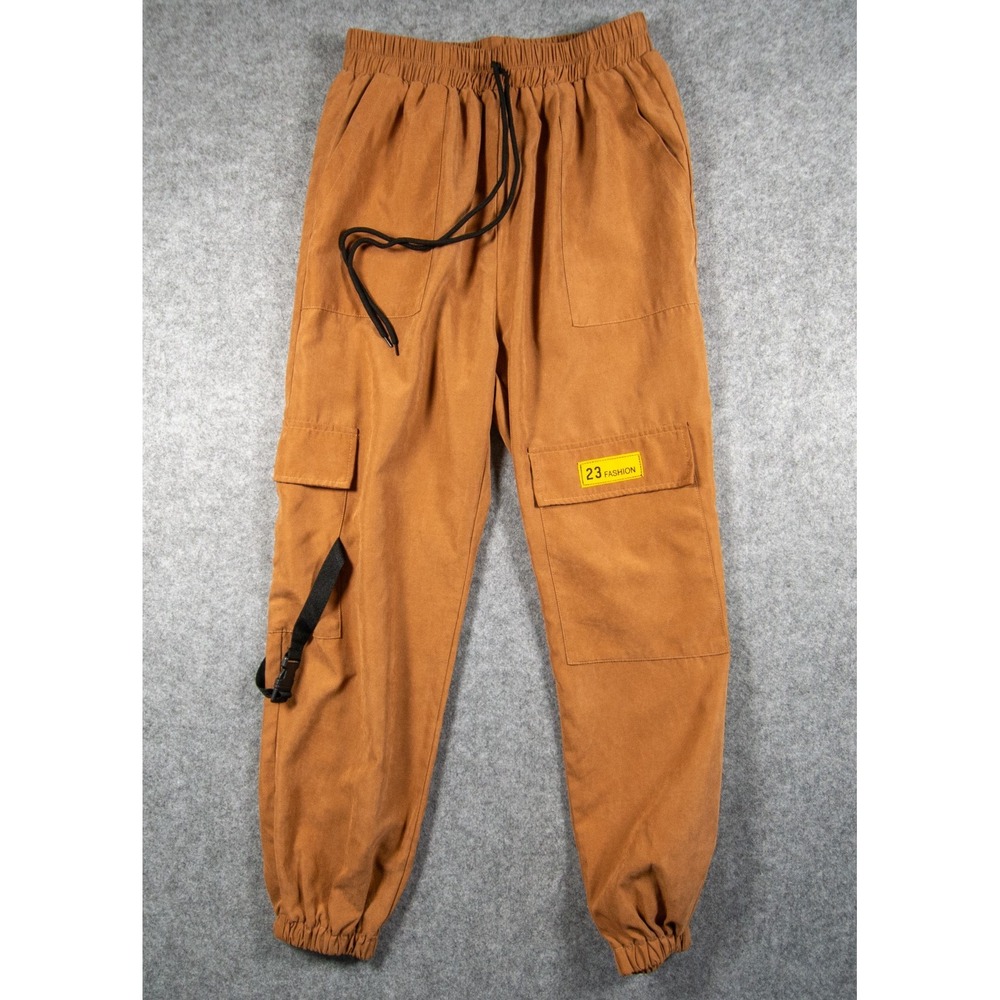 Brown Utilitiy Cargo Jogger Pants Sm High Waist Drawstring Gorpcore Streetwear